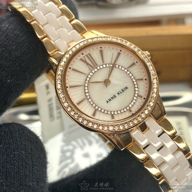 [星晴錶業]AnneKlein手錶,32mm,AN00611粉色貝母錶面玫瑰金錶殼玫瑰金粉紅不鏽鋼陶瓷錶帶款, , large