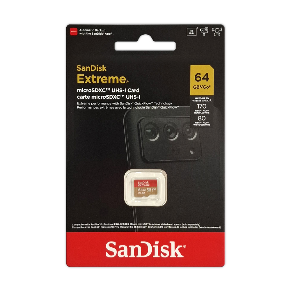 SanDisk Extreme 64G A2 V30 UHS-I U3 microSDXC, , large