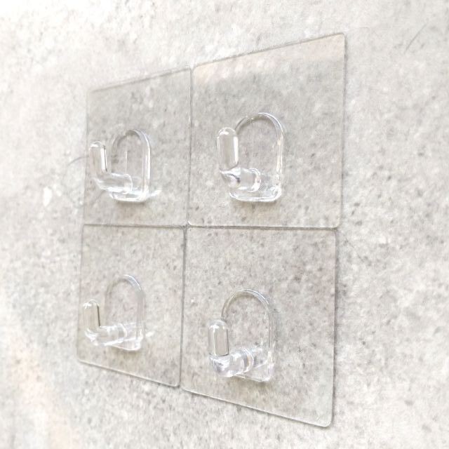 [Beargood sticker] Small Square Adhesive Hooks (Set of 4), , large