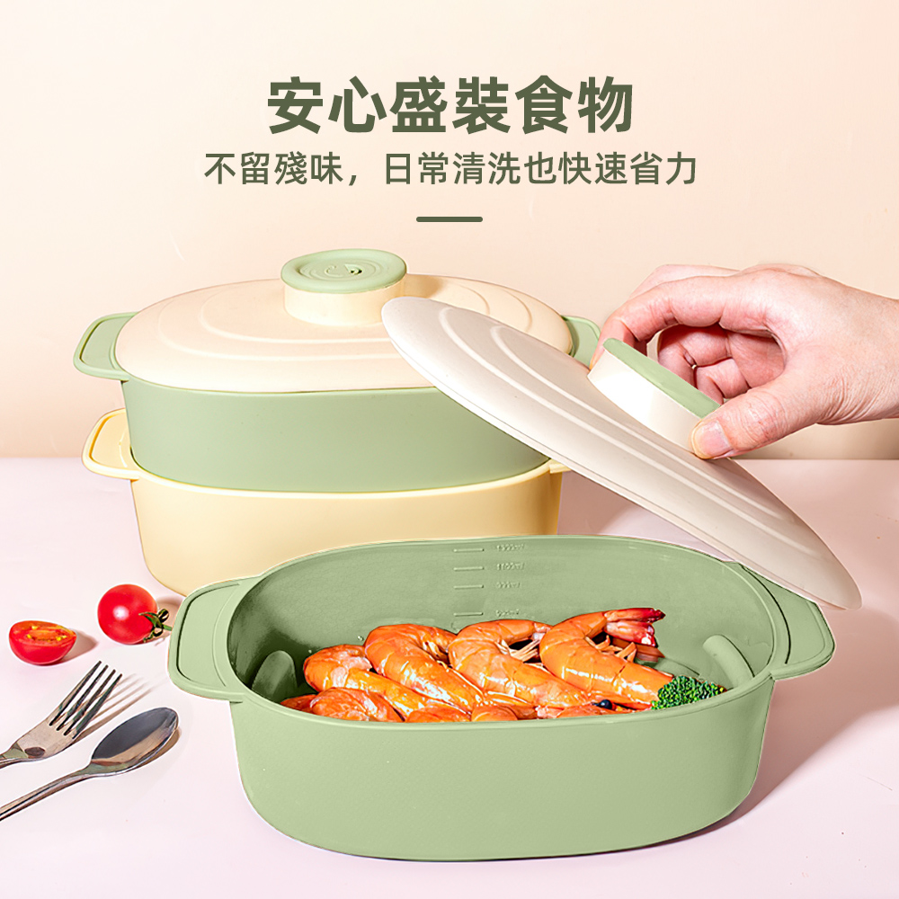 【上手家居】可微波便當盒-綠色(矽膠保鮮盒/矽膠便當盒/微波保鮮盒/午餐盒), , large