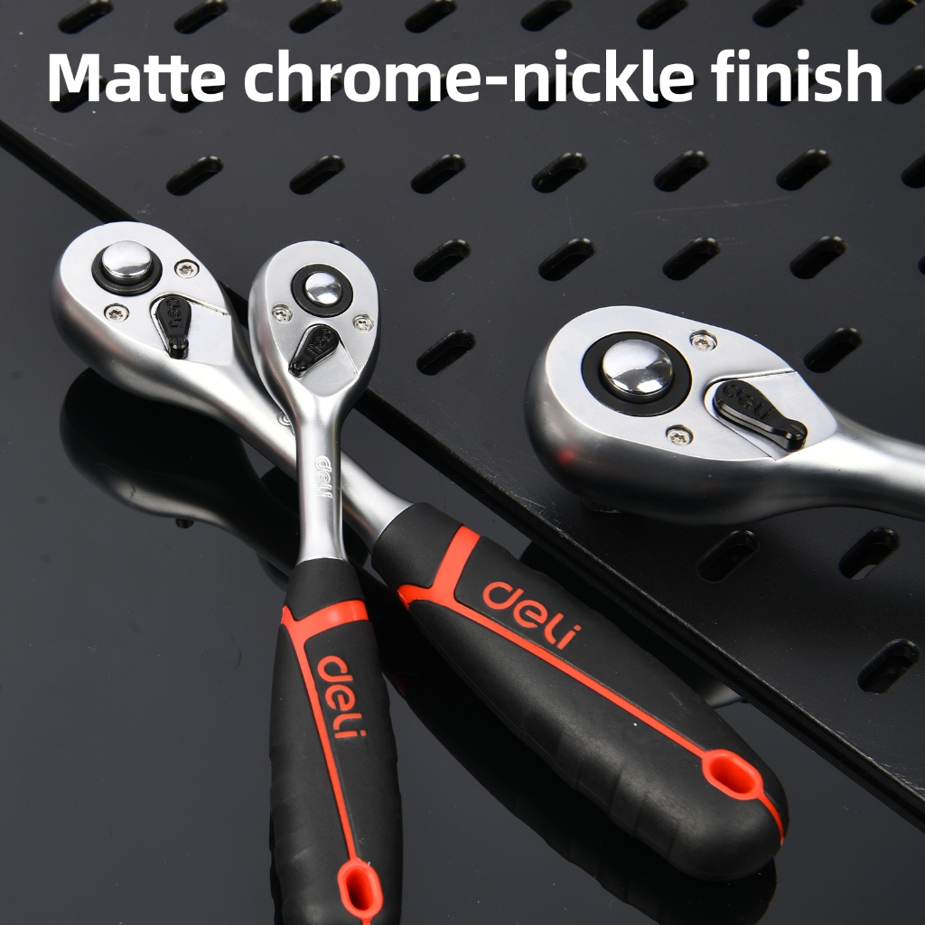 【得力工具 deli tools】 72齒 棘輪扳手 專業款 大扭力 CNC精密棘輪 手感好 防滑-1/2" 四分棘輪扳手, , large