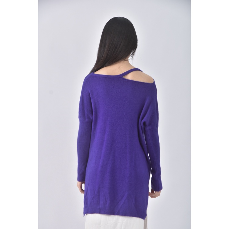 (L) 棉質不規則藍色長袖上衣二手衣, , large