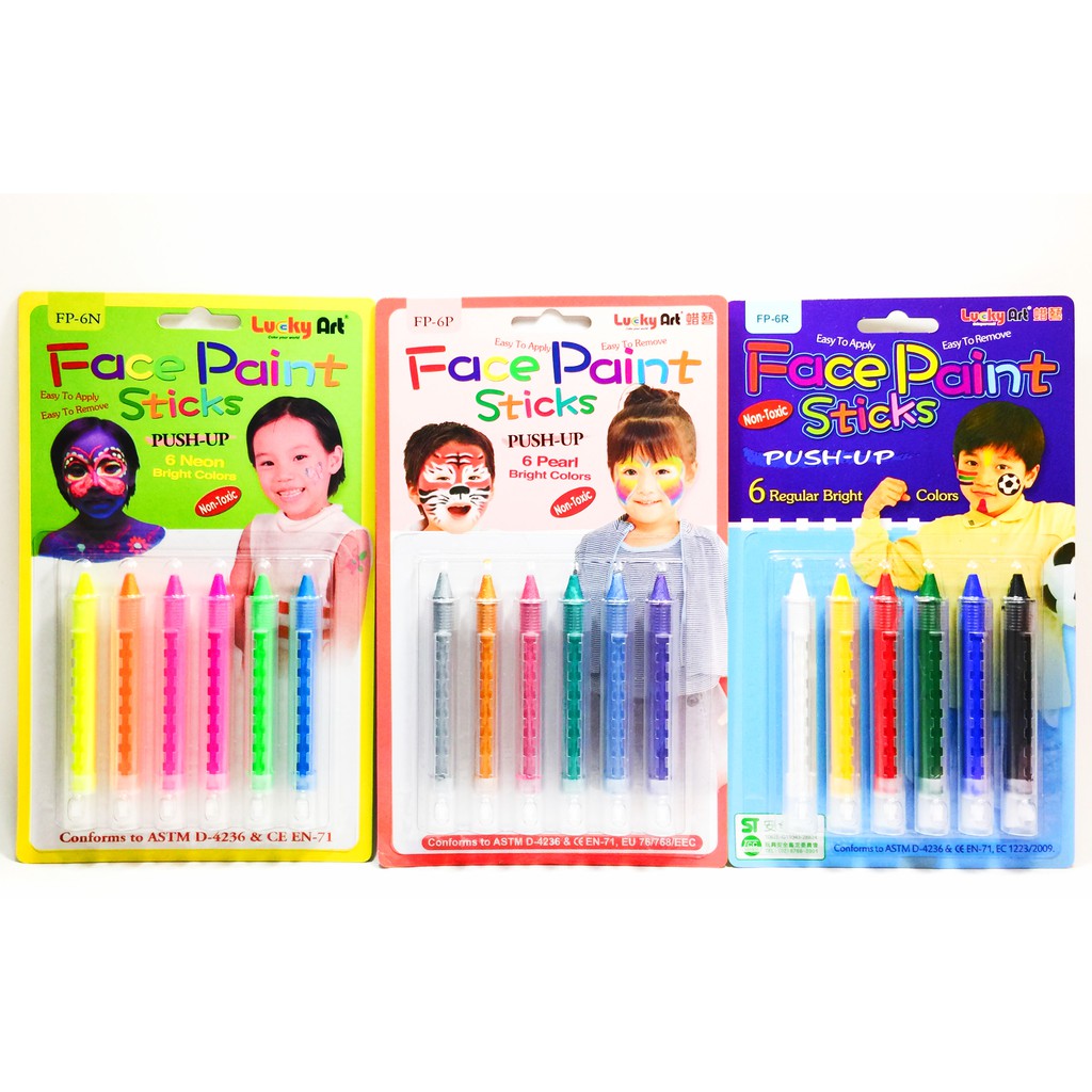 蜡藝 6色推桿人體彩繪筆蜡藝 6色推桿人體彩繪筆-螢光色