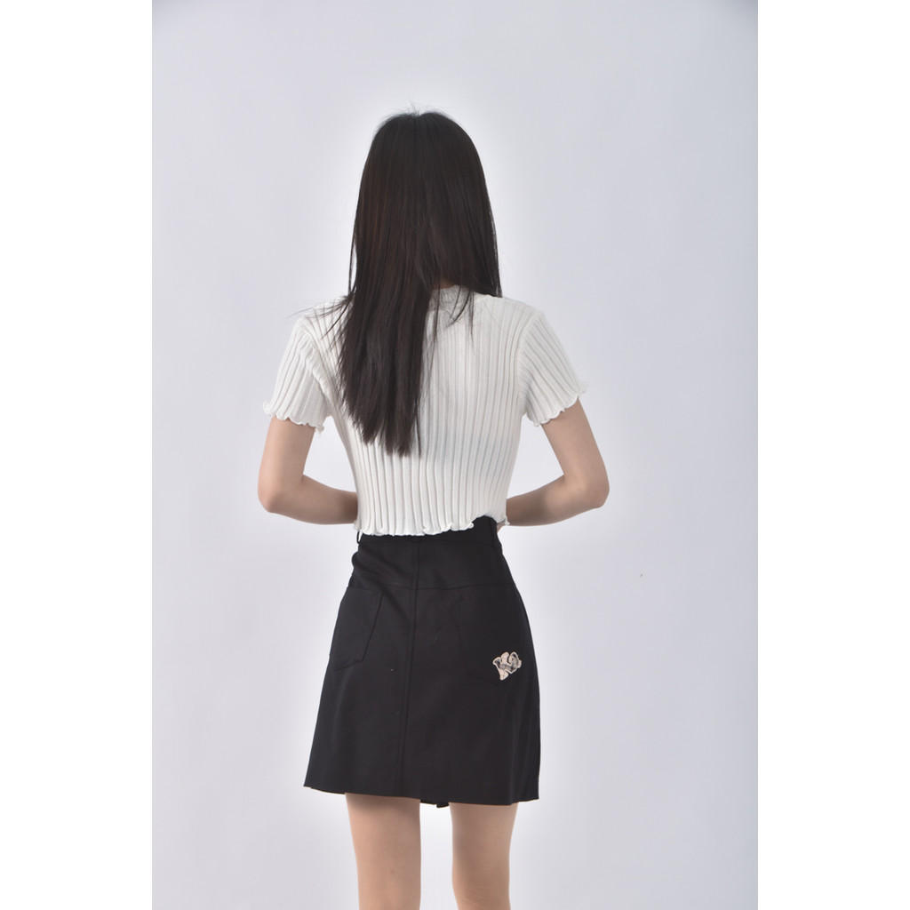 (M) kinloch anderson質感素面黑色短裙二手衣, , large