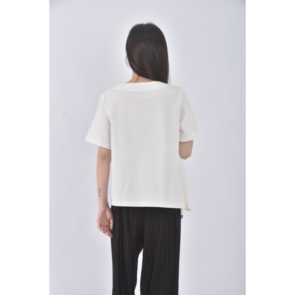 (S) yuantu質感棉質純棉白色短袖上衣二手衣, , large