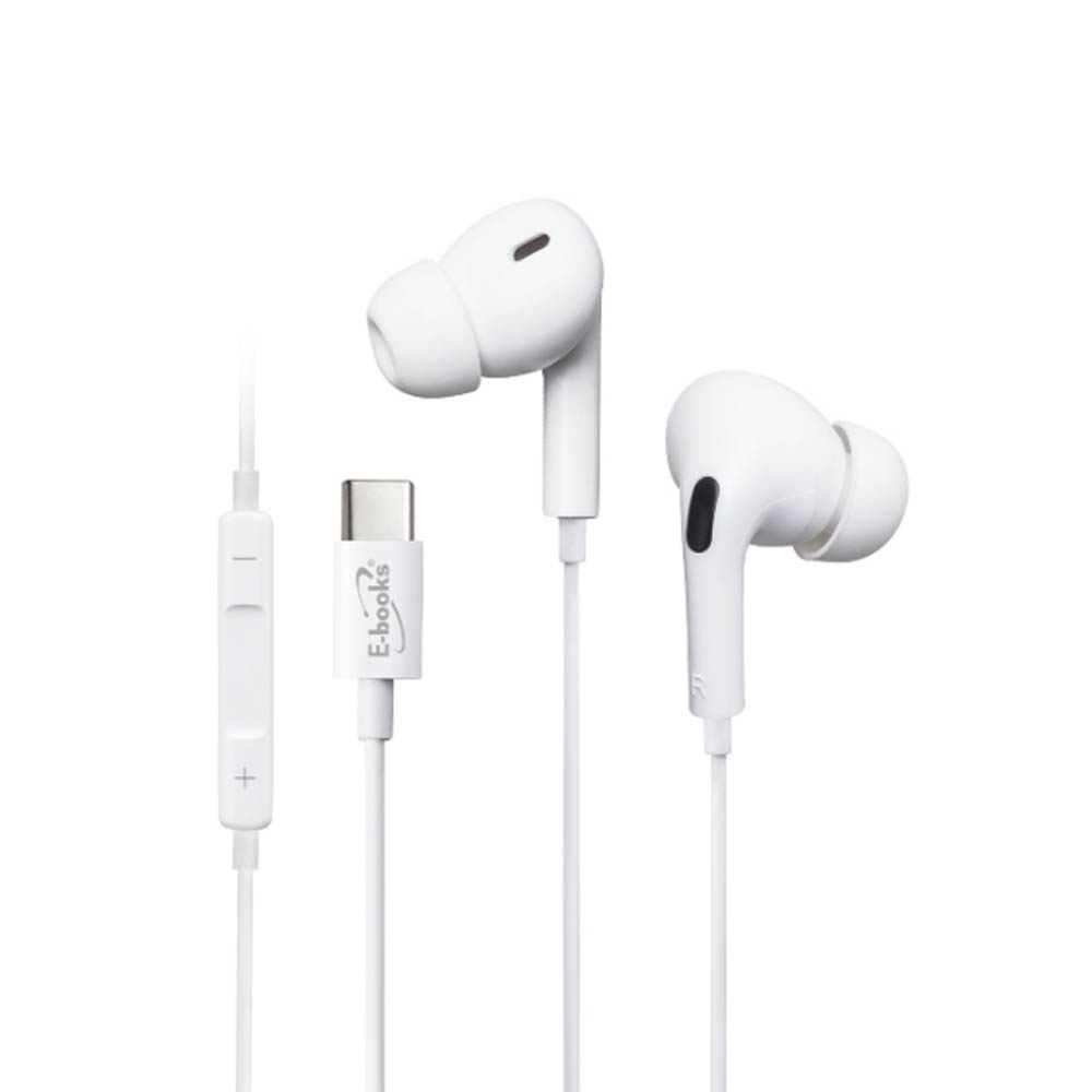E-BOOKS SS41 Type C入耳式線控耳機 柔軟矽膠耳帽 內建麥克風 適用iPhone15 & Android, , large