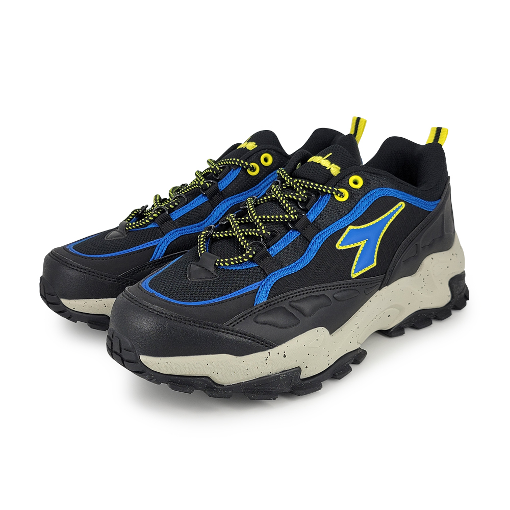 DIADORA迪亞多那 防潑水戶外男鞋 男運動鞋 登山鞋 越野鞋 寬楦 高腳背 輕量 吸震 散熱 耐磨 防滑 黑 灰黑, , large