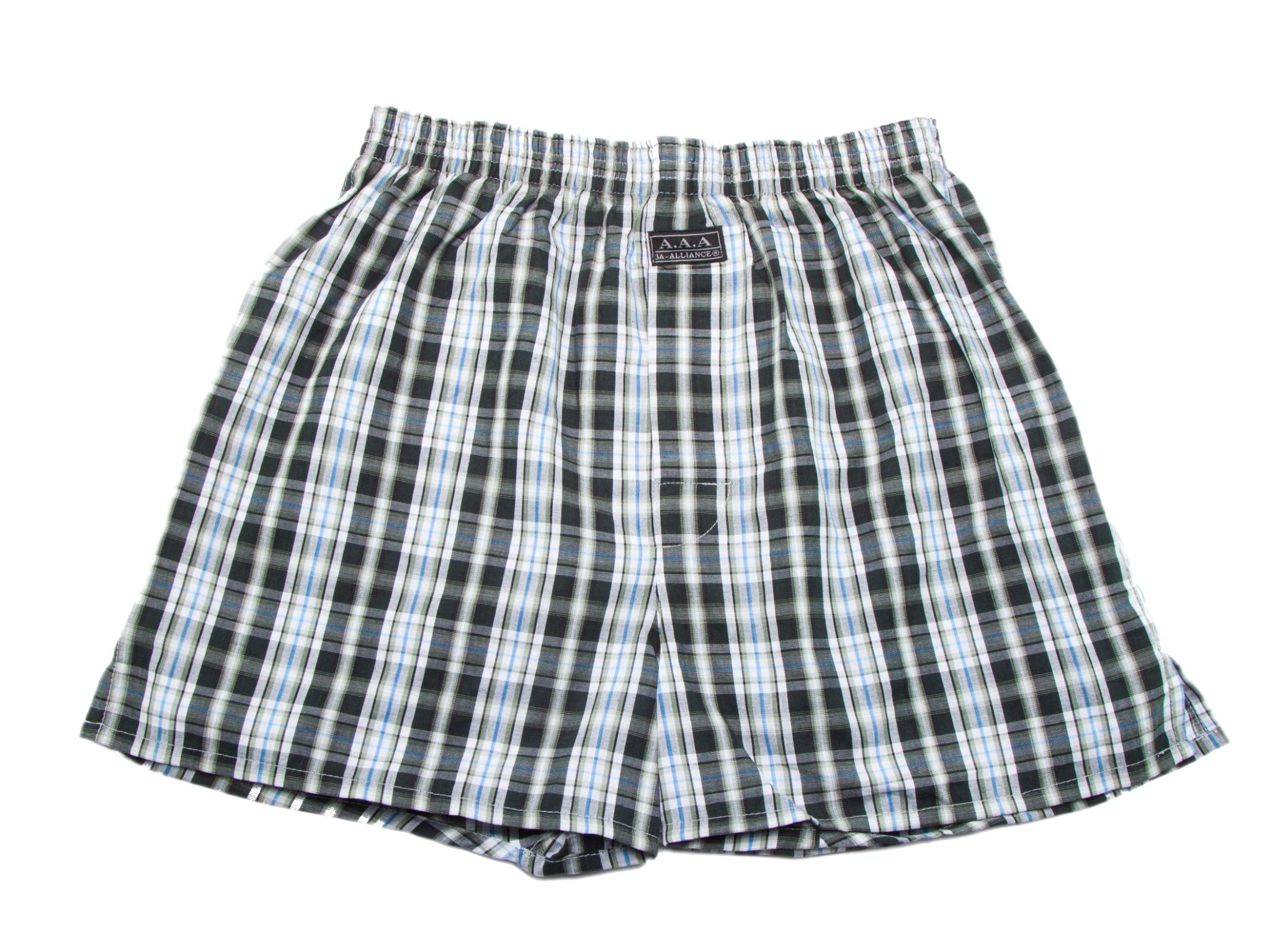 ﹝ 3A-Alliance ﹞格紋平口褲/綠白格紋, , large