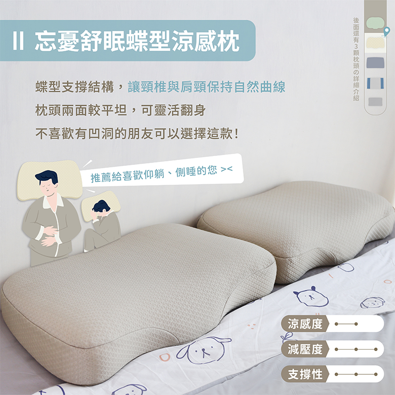 ［熊棉］冰爆涼感記憶枕｜減壓貝殼蝶翼止鼾枕｜涼感 慢回彈 止鼾 夏天必備 舒適 透氣 實用 枕頭, , large