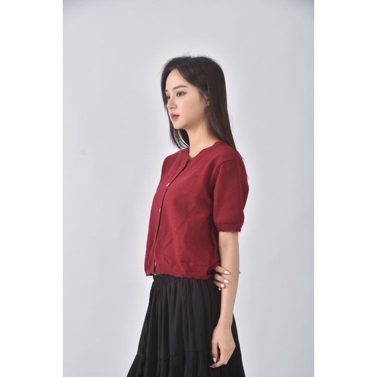 (S) gill質感花邊紅色短袖上衣二手衣, , large