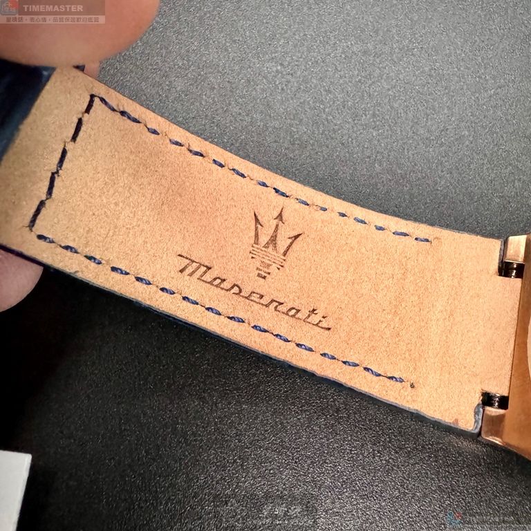 [星晴錶業]MASERATI手錶,42mm,R8851108027寶藍色錶面玫瑰金錶殼寶藍真皮皮革錶帶款, , large