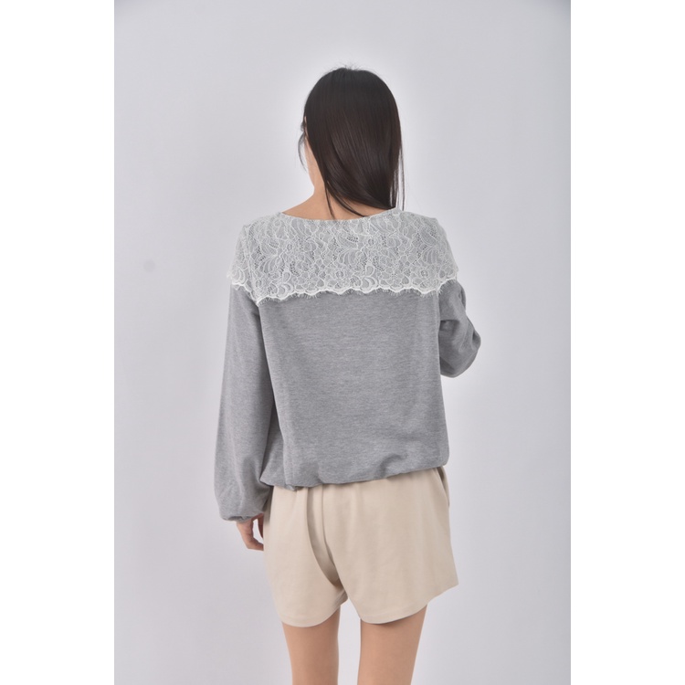 (S) 【依庭私服】cumar質感圓領灰色長袖上衣二手衣, , large