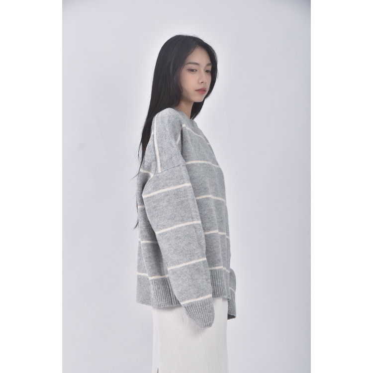 (2XL) genji條紋灰色長袖上衣二手衣, , large