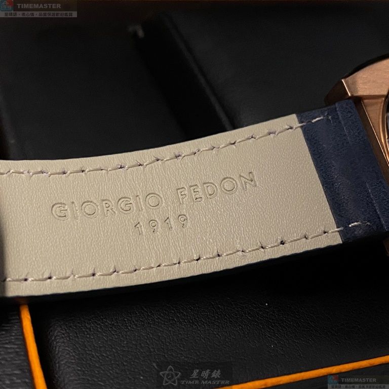 [星晴錶業]GiorgioFedon1919手錶,42mm,GF00003寶藍色錶面玫瑰金錶殼寶藍真皮皮革錶帶款, , large