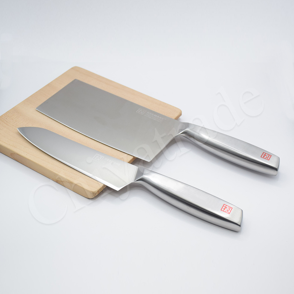 【日本極KEEMAKE】日本極 高碳鋼 輕巧極緻一體構造 不鏽鋼刀-2入組(三德刀+中華菜刀), , large