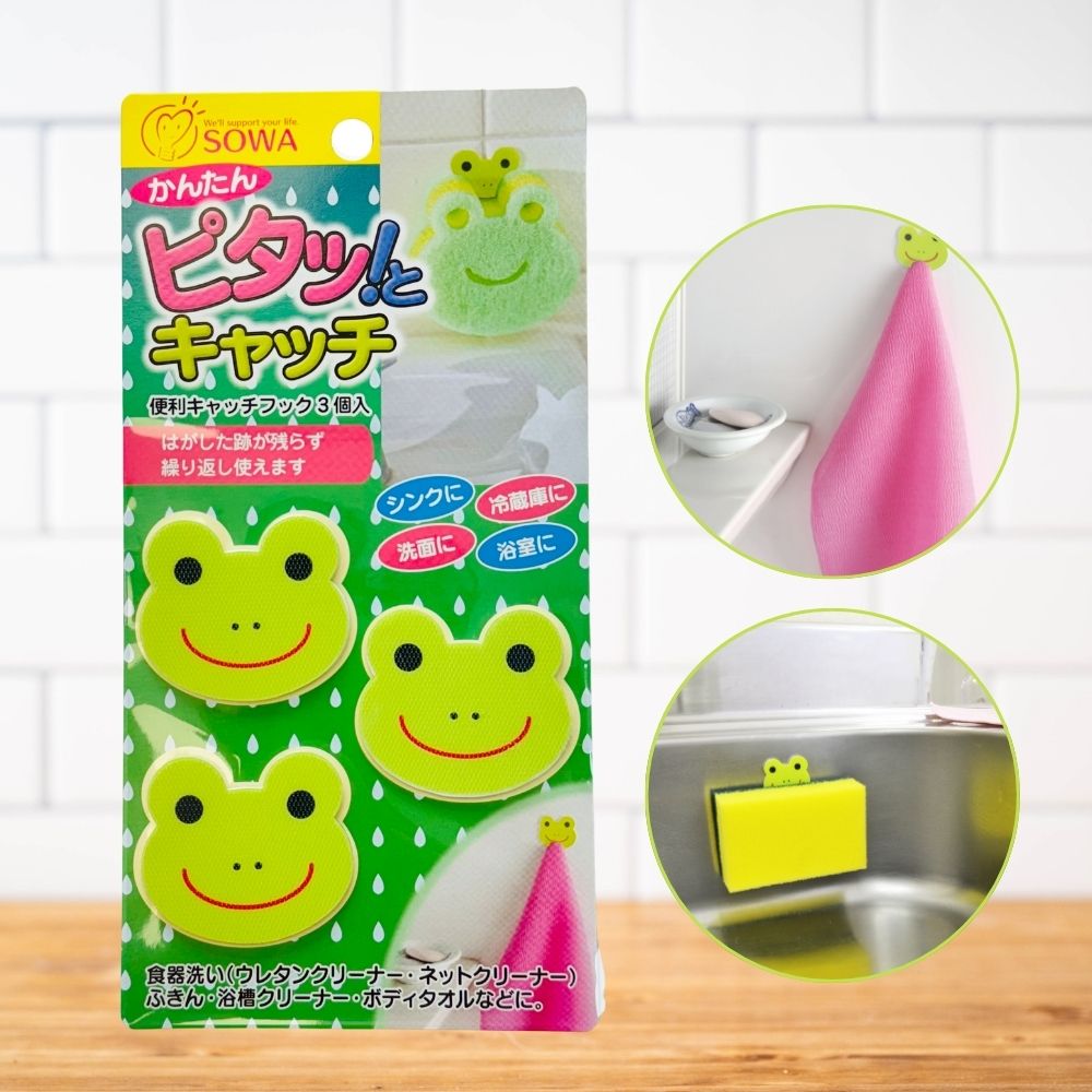 〔本野有限公司〕日本創和魔鬼氈掛勾3入裝(青蛙) -3入