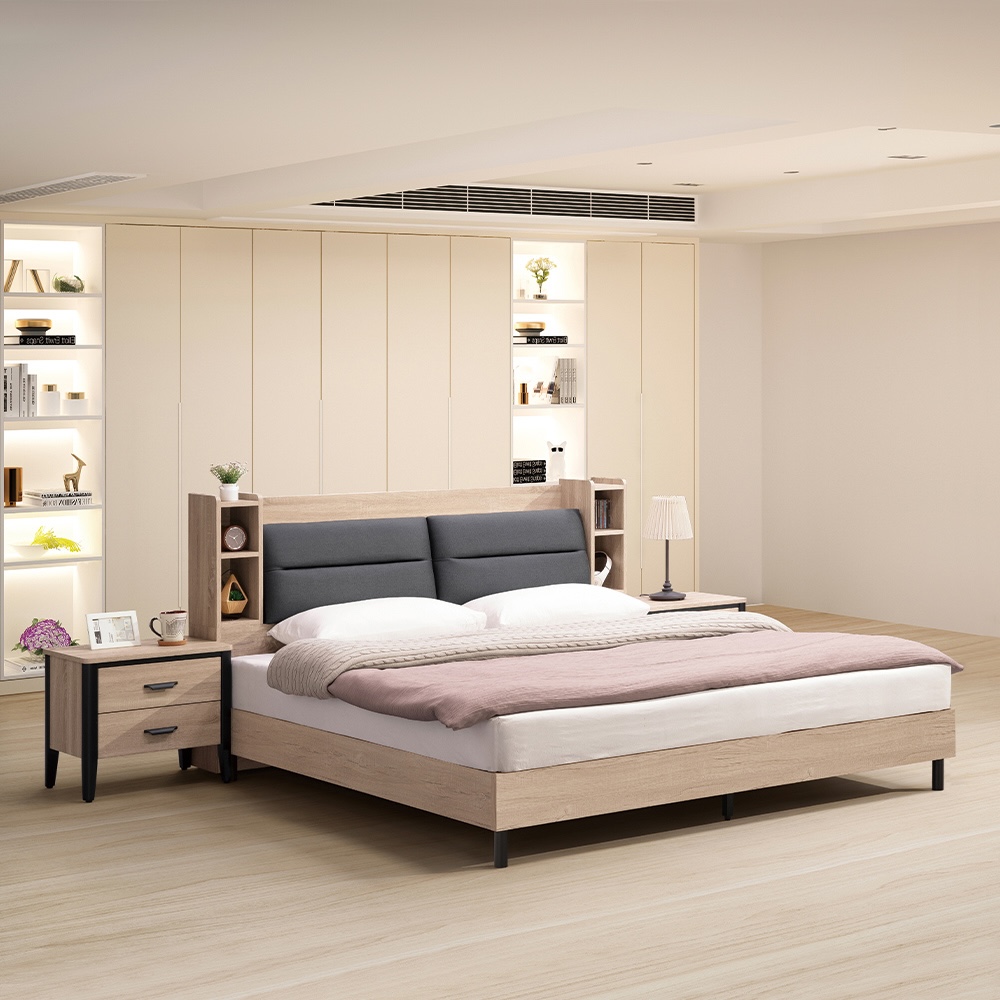 【唯熙傢俱】威尼斯橡木色6尺床箱雙人床台, , large