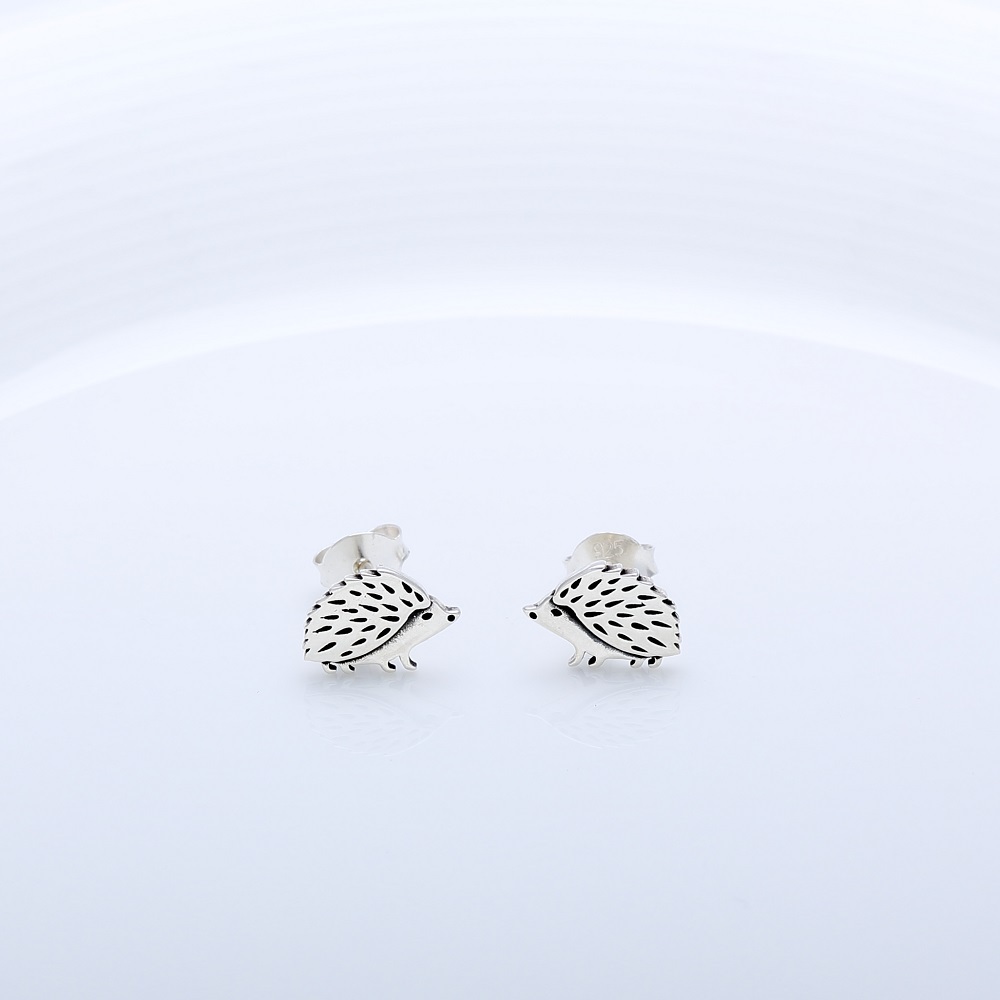 【Angel & Me】Cute Hedgehog s925 sterling silver earrings Birthday gift, , large