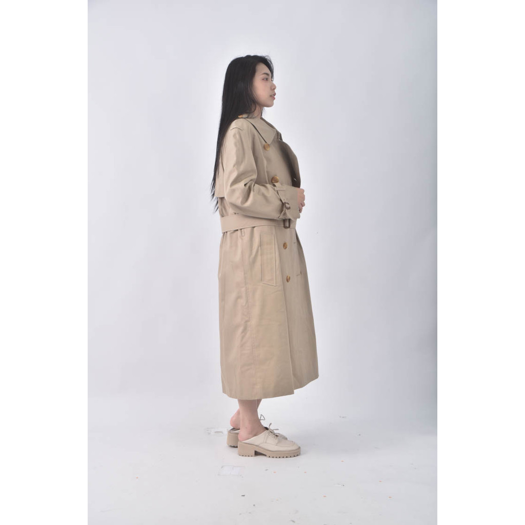 (L) burberry排扣大衣棕色外套二手衣, , large