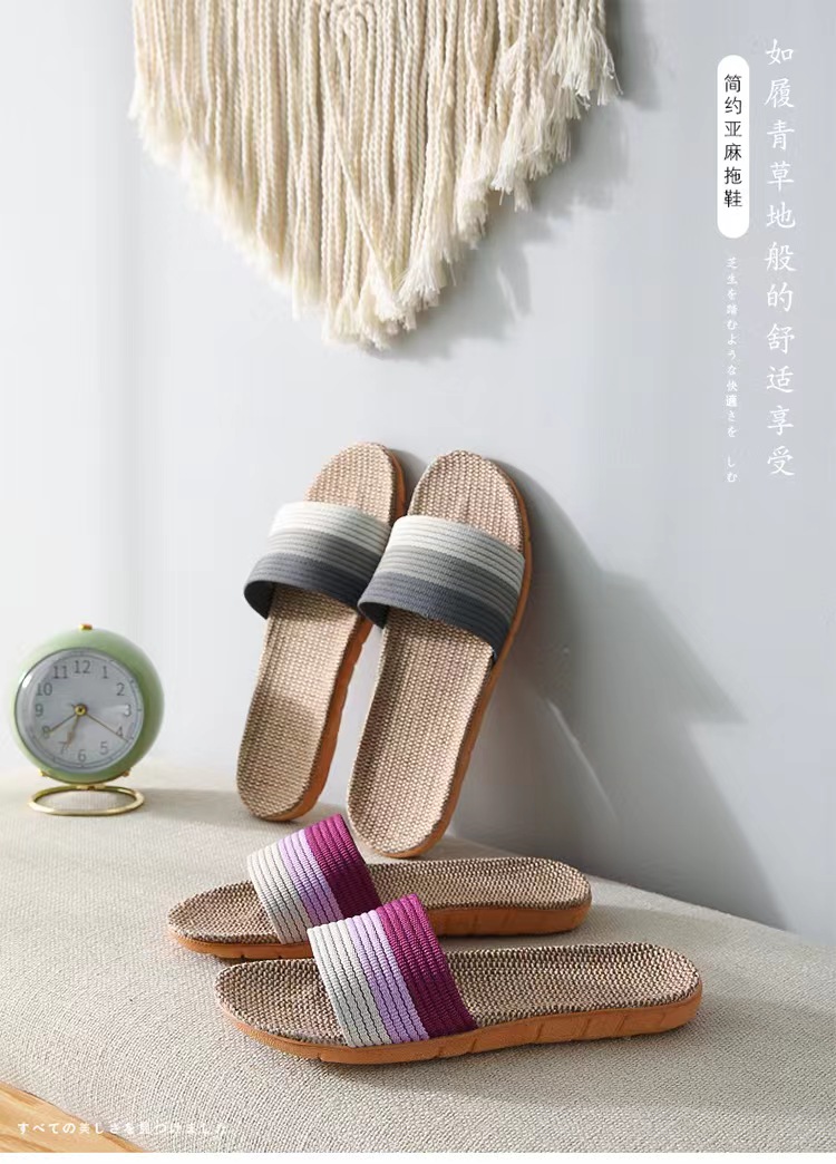 Linen Breathable Indoor Slippers, , large