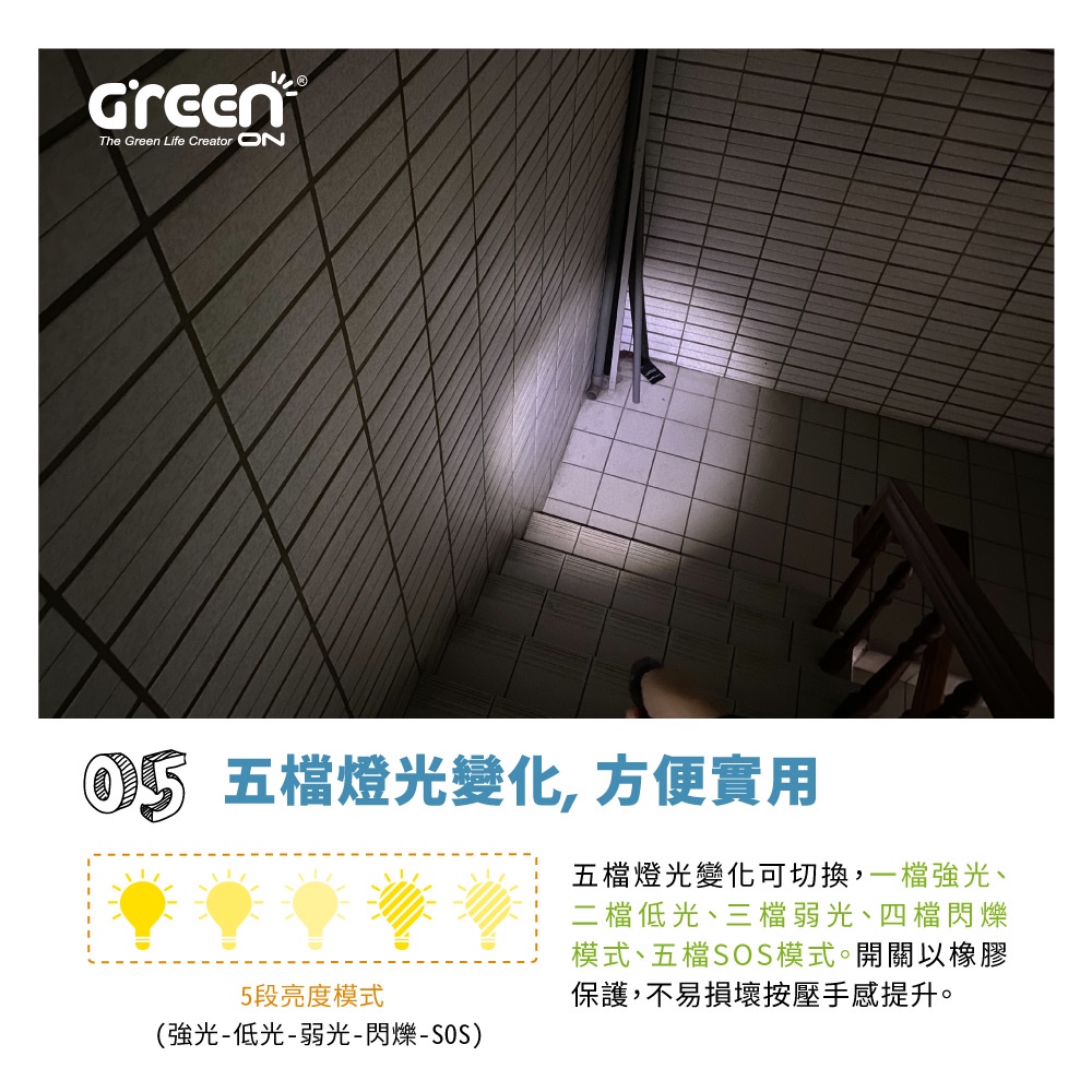 【GREENON】超強光T6變焦手電筒(GSL600) 電池版 伸縮變焦 停電緊急照明, , large