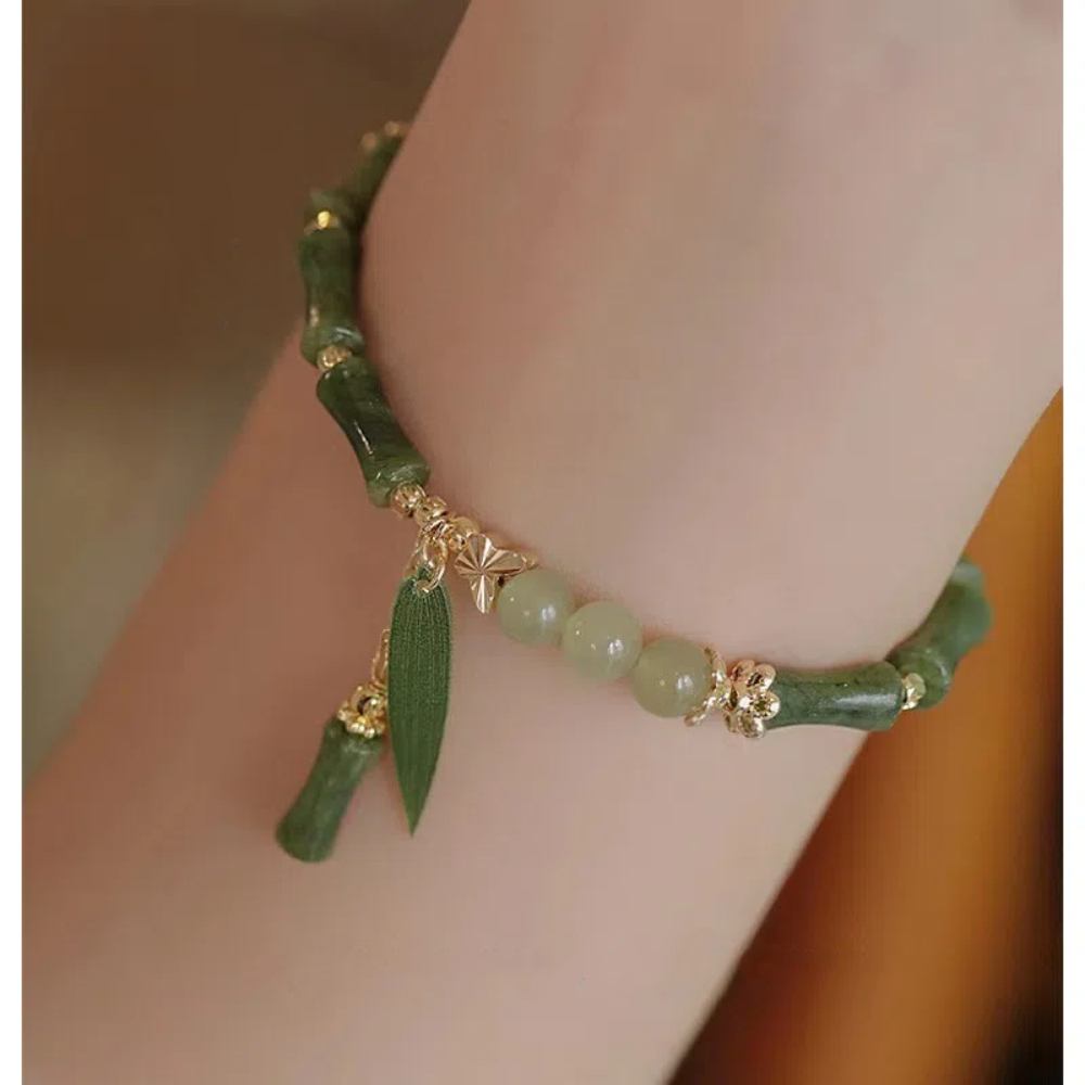 【A&R】招財開運 天然和田玉+竹節橄欖石手鍊附精美禮盒