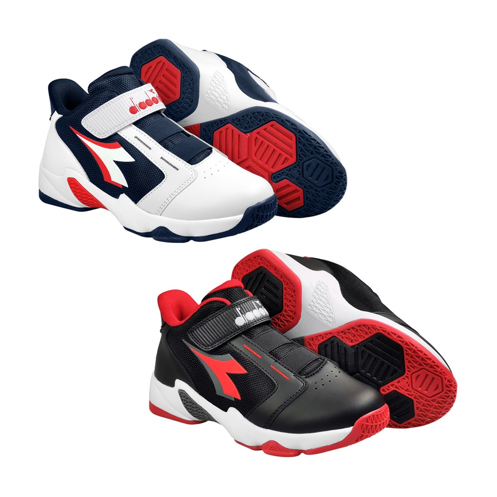 DIADORA迪亞多那 大童籃球運動鞋 童運動鞋 籃球鞋 童鞋 魔鬼氈 保護後跟 吸震 減壓 健康鞋墊 止滑 白藍 黑紅, , large
