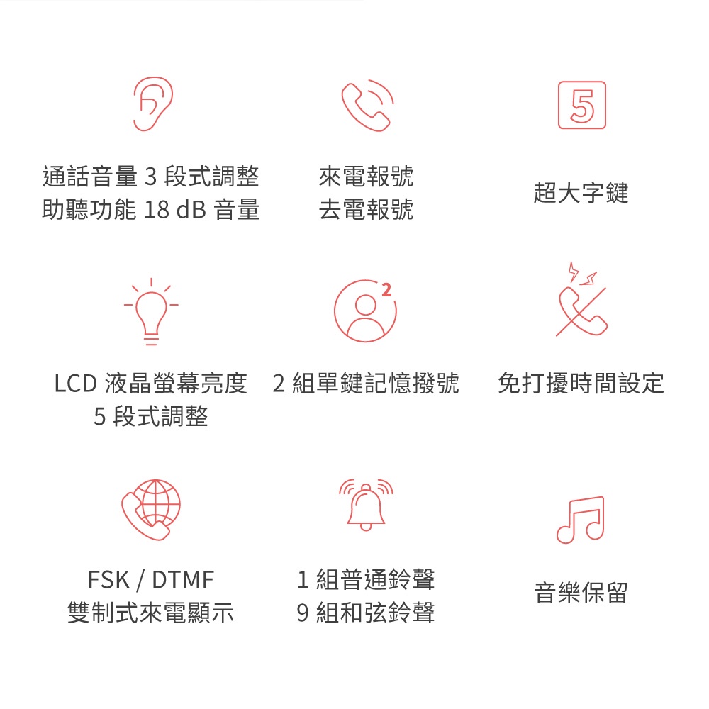 AIWA 愛華 超大字鍵助聽有線電話機 ALT-889, , large