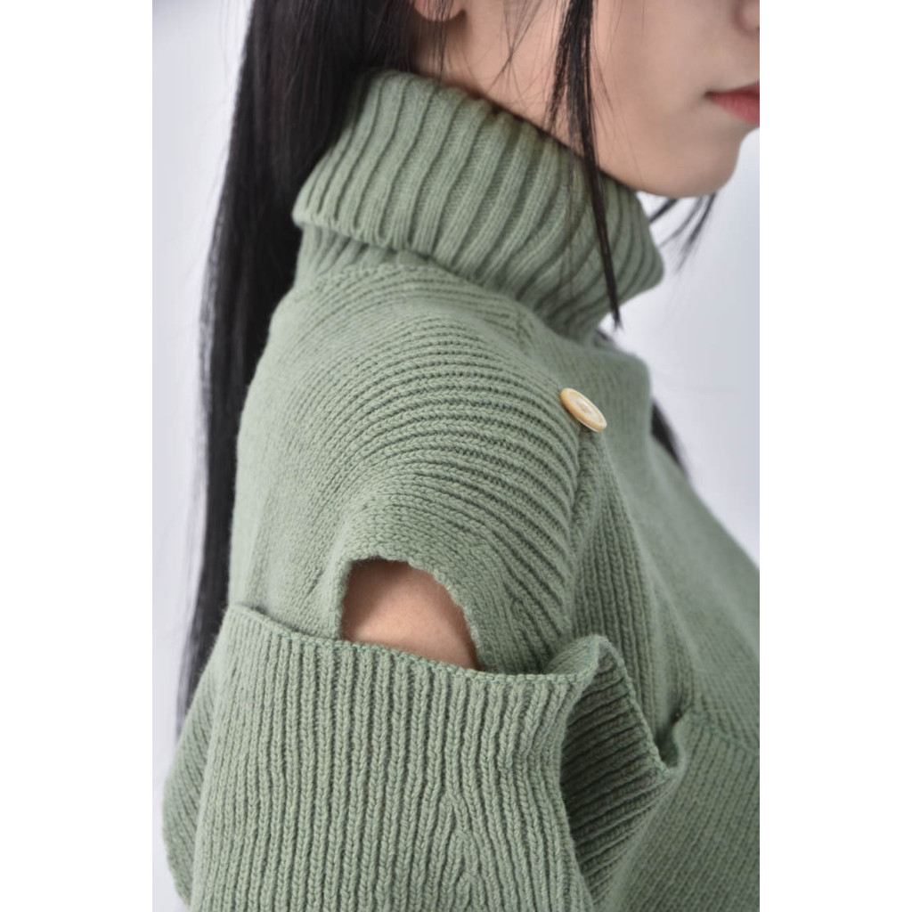 (L) basting高領綠色毛衣二手衣, , large