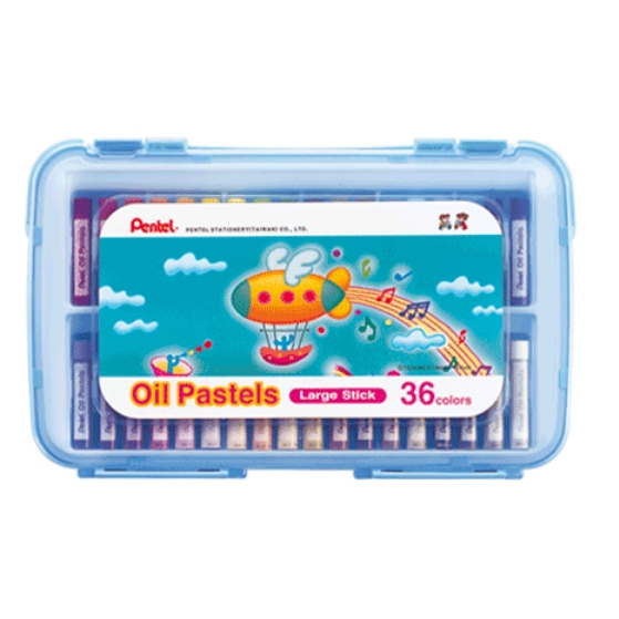 Pentel 飛龍文具 特大粉蠟筆PP盒 (GHTP)12色 GHTP-12, , large