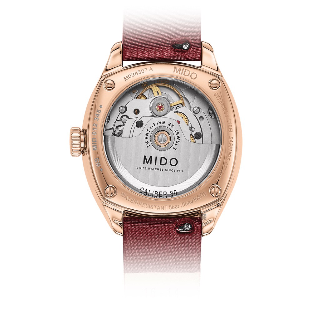 MIDO 美度 Belluna 特別版真鑽機械女錶 套錶組-勃根地紅色/33mm M0243073711600, , large