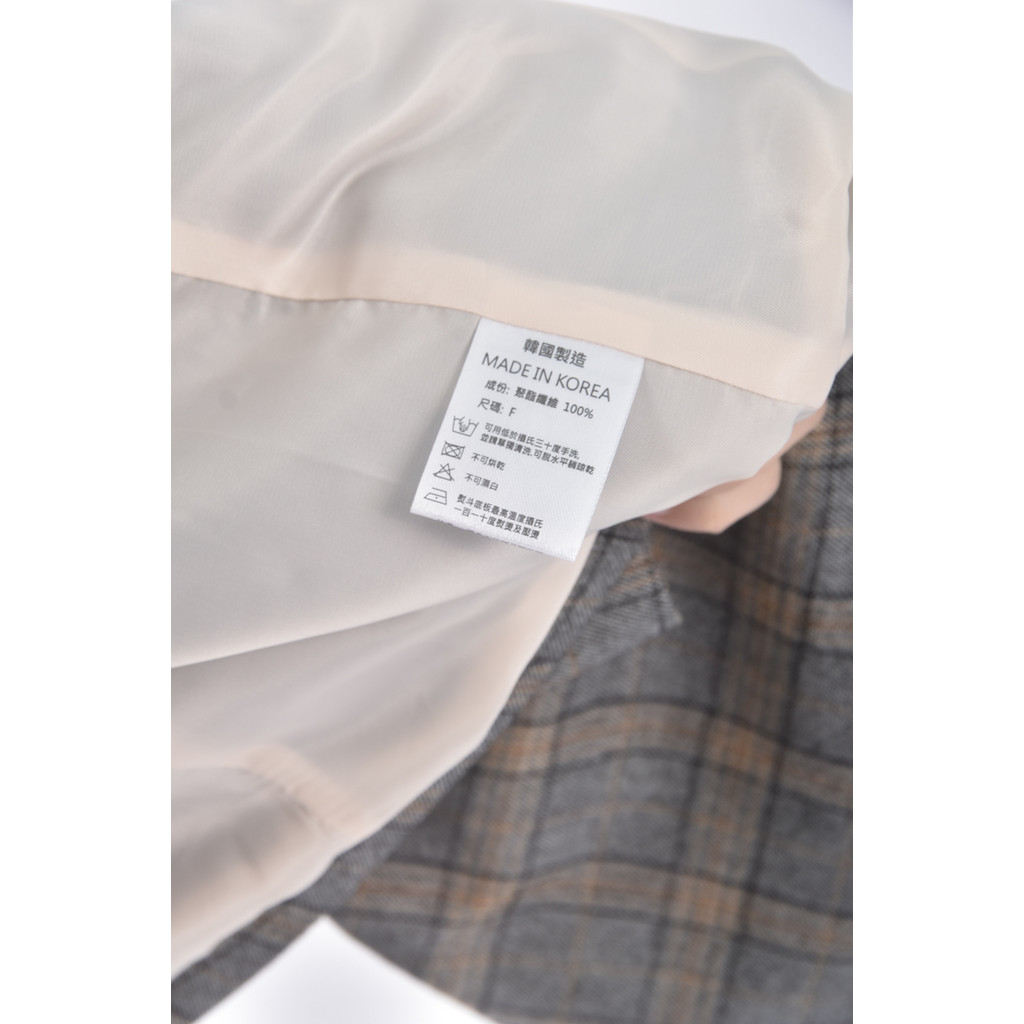 (S) 質感西裝格紋灰色外套二手衣, , large