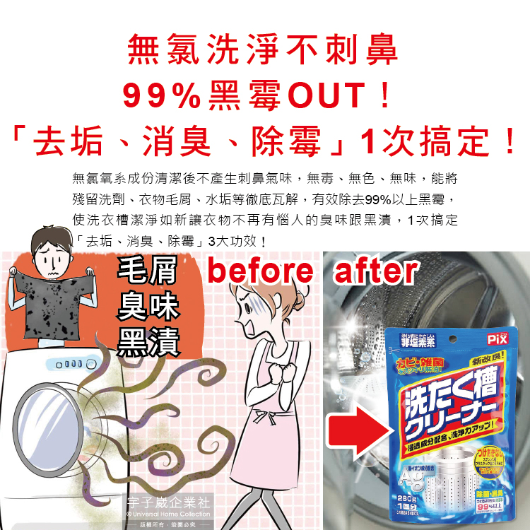 Lion Chemical Washing Machine Cleaning Powder 280g, , large