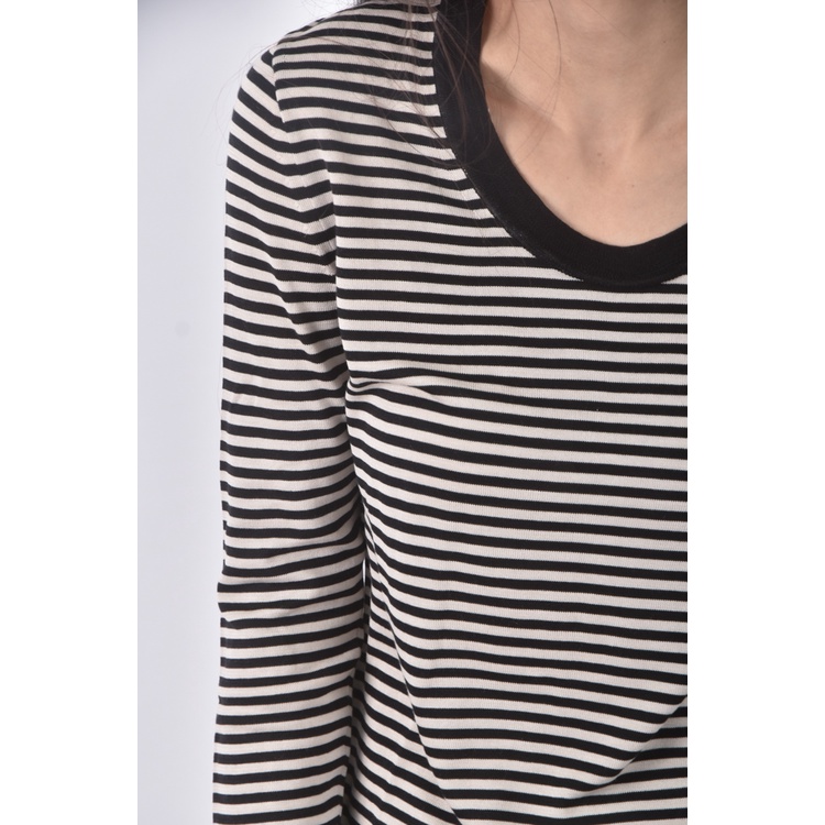 (S) burberry質感條紋杏色短袖上衣二手衣, , large