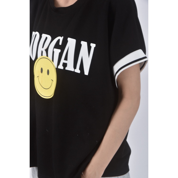 (M) miss lin印花黑色短袖上衣二手衣, , large