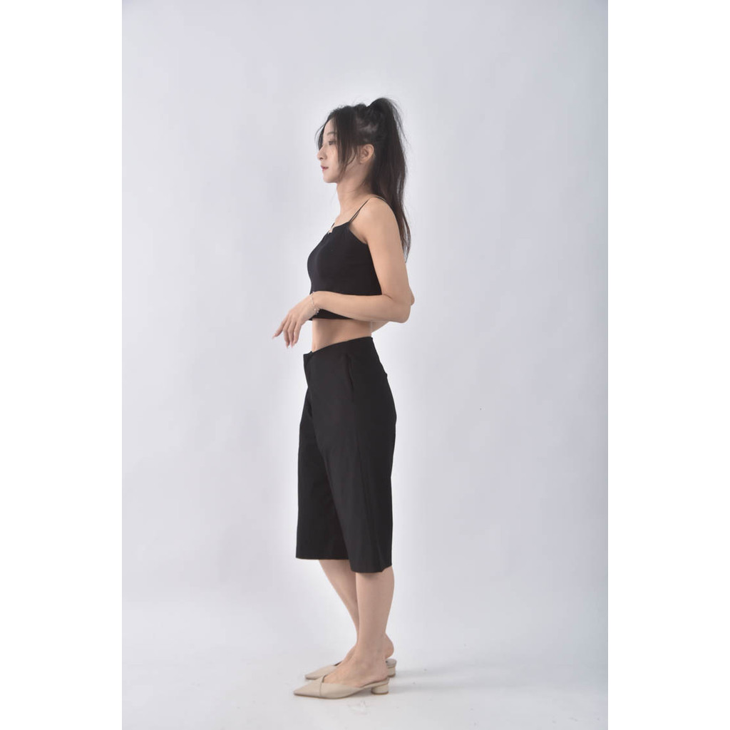 (2XL) comeover高腰寬版黑色短褲二手衣, , large
