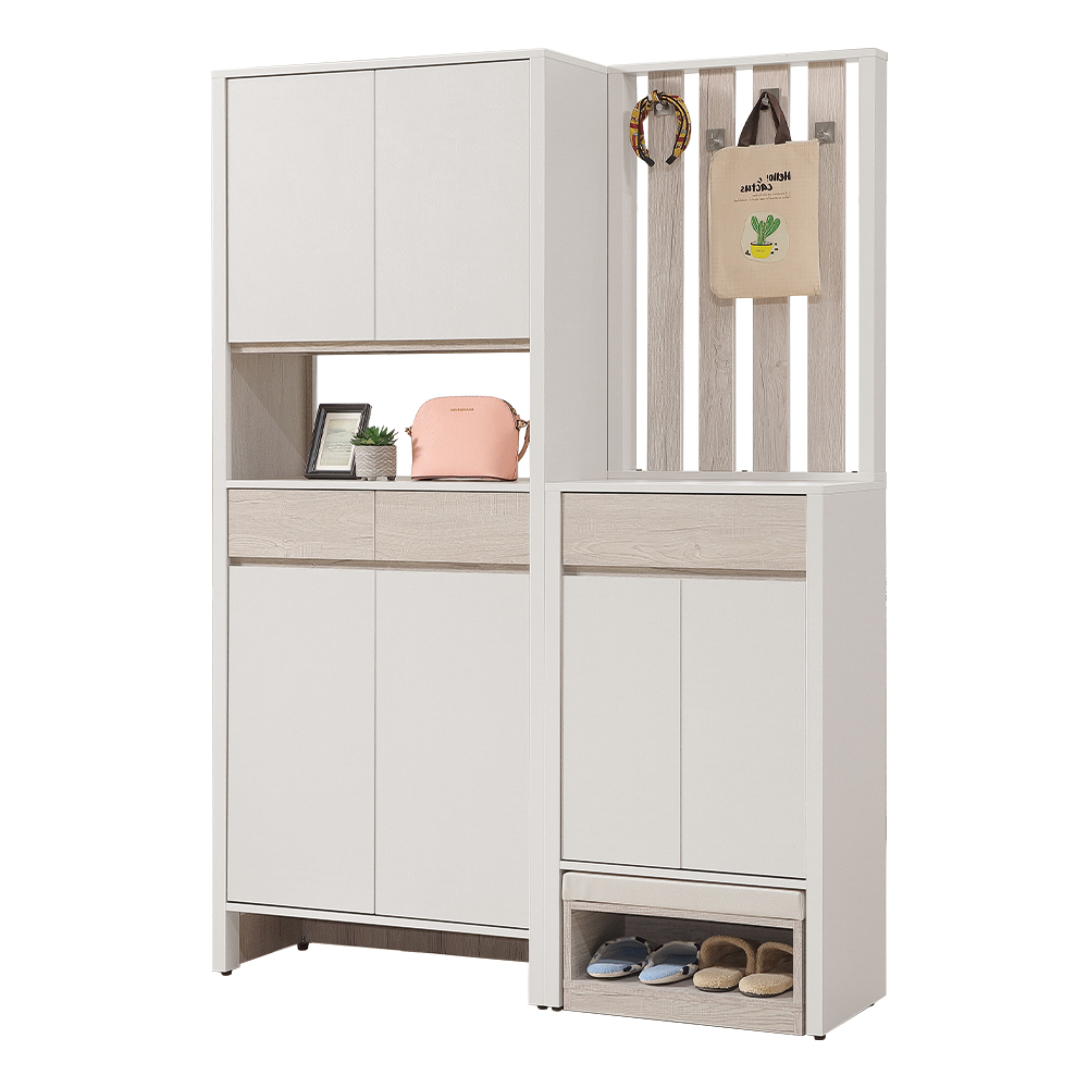 【唯熙傢俱】紀薇橡木雙色4.7尺屏風鞋櫃