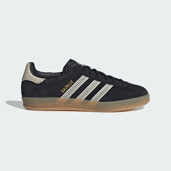 Kixpress-Adidas Gazelle Indoor W 女 運動休閒鞋 德訓鞋 復古 膠底 百搭 黑 米白 [JI2755], , large