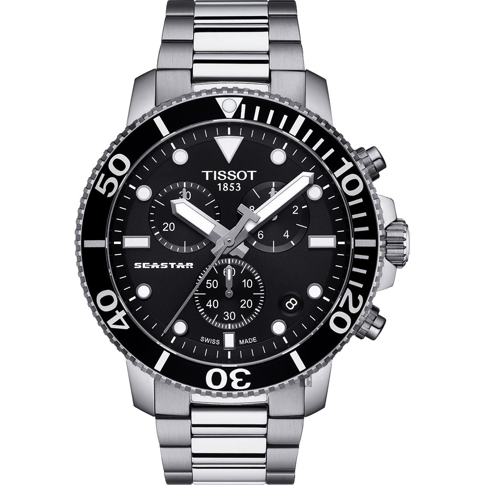 TISSOT 天梭 Seastar 1000 海洋之星300米潛水計時錶-黑x銀 T1204171105100, , large