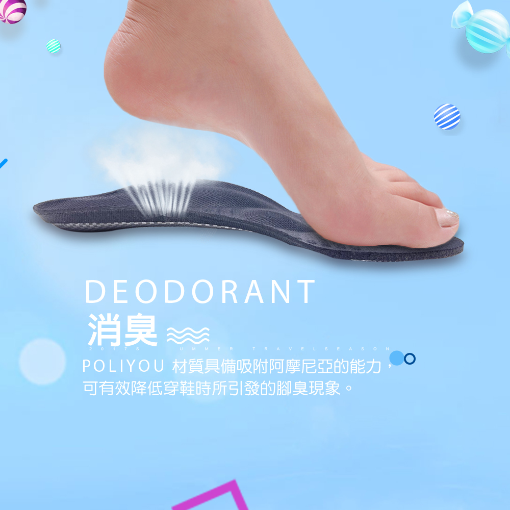 金德恩 GS MALL 台灣製造 一雙S號 足弓型鞋墊 透氣鞋墊 足弓鞋墊 除臭鞋墊 除臭鞋墊 抗菌鞋墊 除臭 POLIYOU 透氣鞋墊, , large