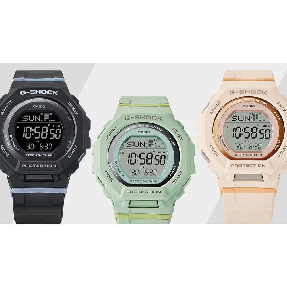 CASIO 卡西歐 G-SHOCK 計步藍芽手錶 柔和色調女錶 GMD-B300-1, , large