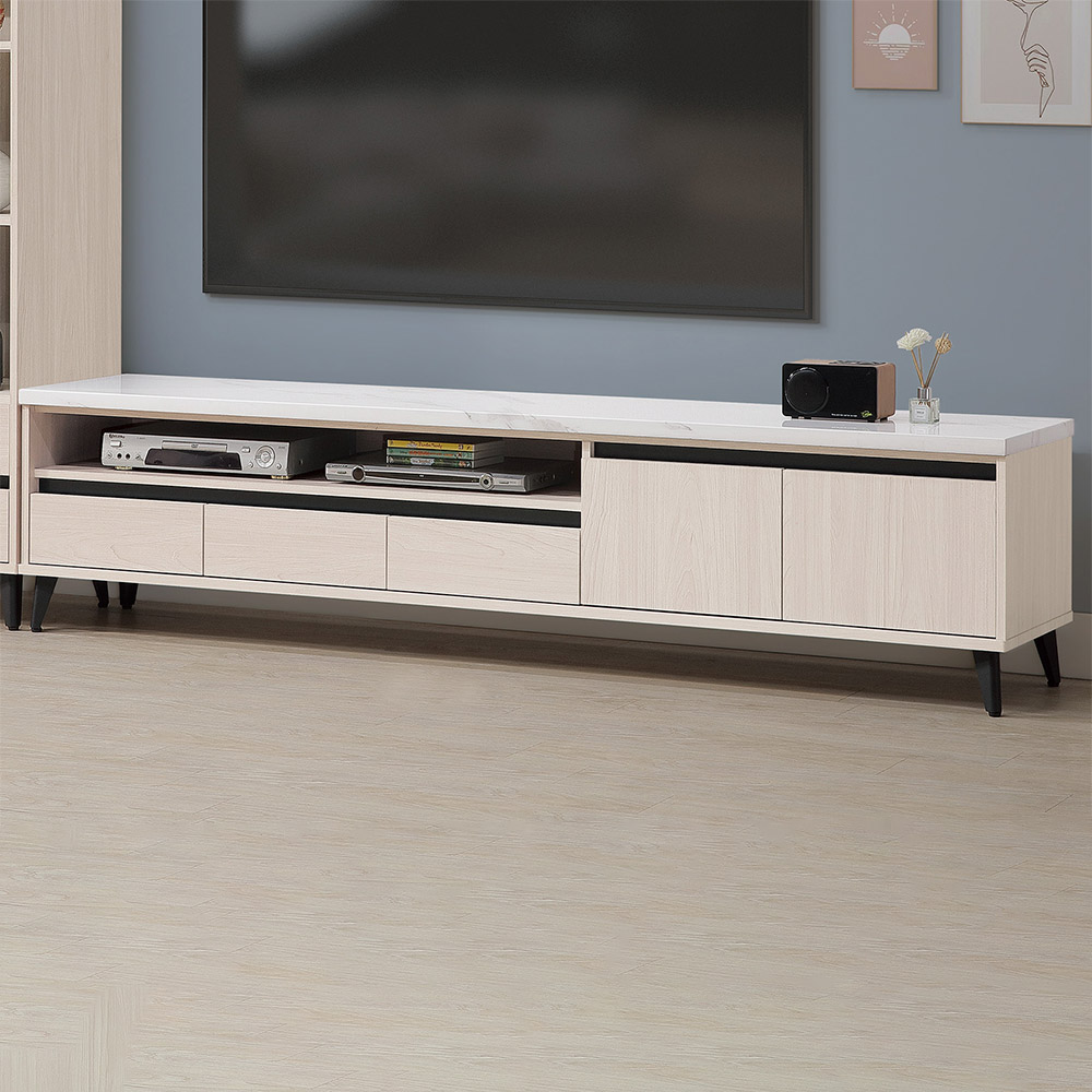 【Hampton 漢汀堡】曼帛白榆木仿石面6.8尺長櫃, , large