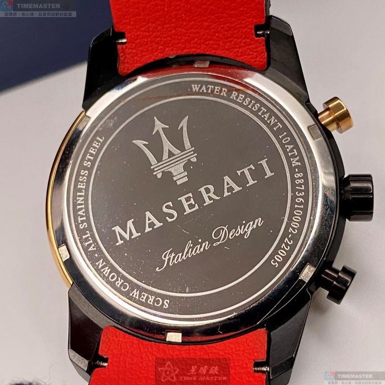 [星晴錶業]MASERATI手錶,46mm,R8873610003黑色錶面玫瑰金錶殼深黑色真皮皮革錶帶款, , large
