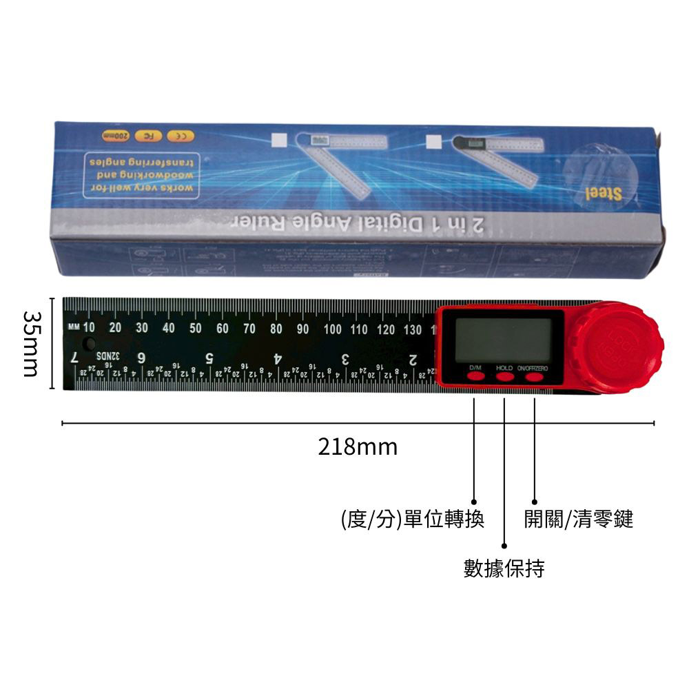 Digital angle ruler &ndash; black/red (plastic) 200mm, , large