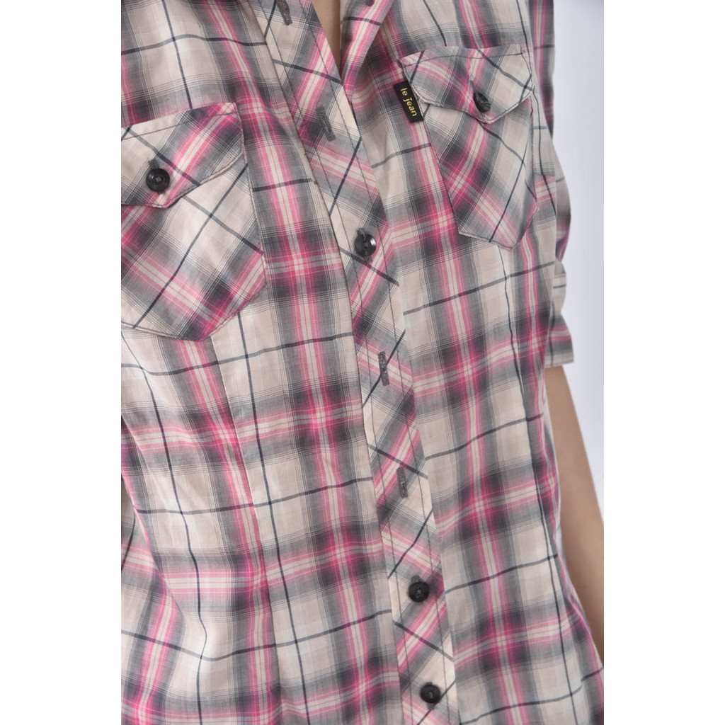 (M) et boite格紋紅色短袖上衣二手衣, , large