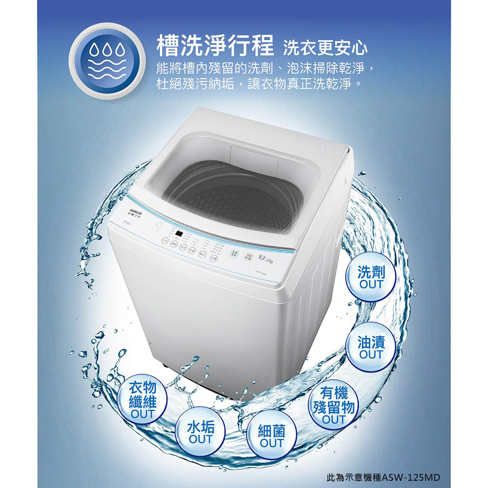 SANLUX 台灣三洋 12kg 直立式定頻洗衣機 ASW-120HTB, , large