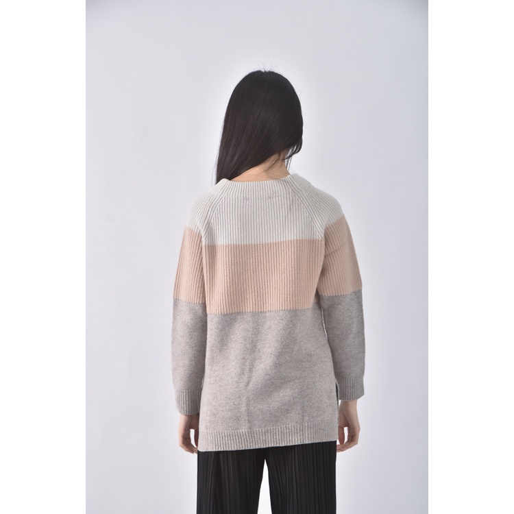 (S) 23区 Vingt trois arrondissements質感羊毛撞色杏色長袖上衣二手衣, , large