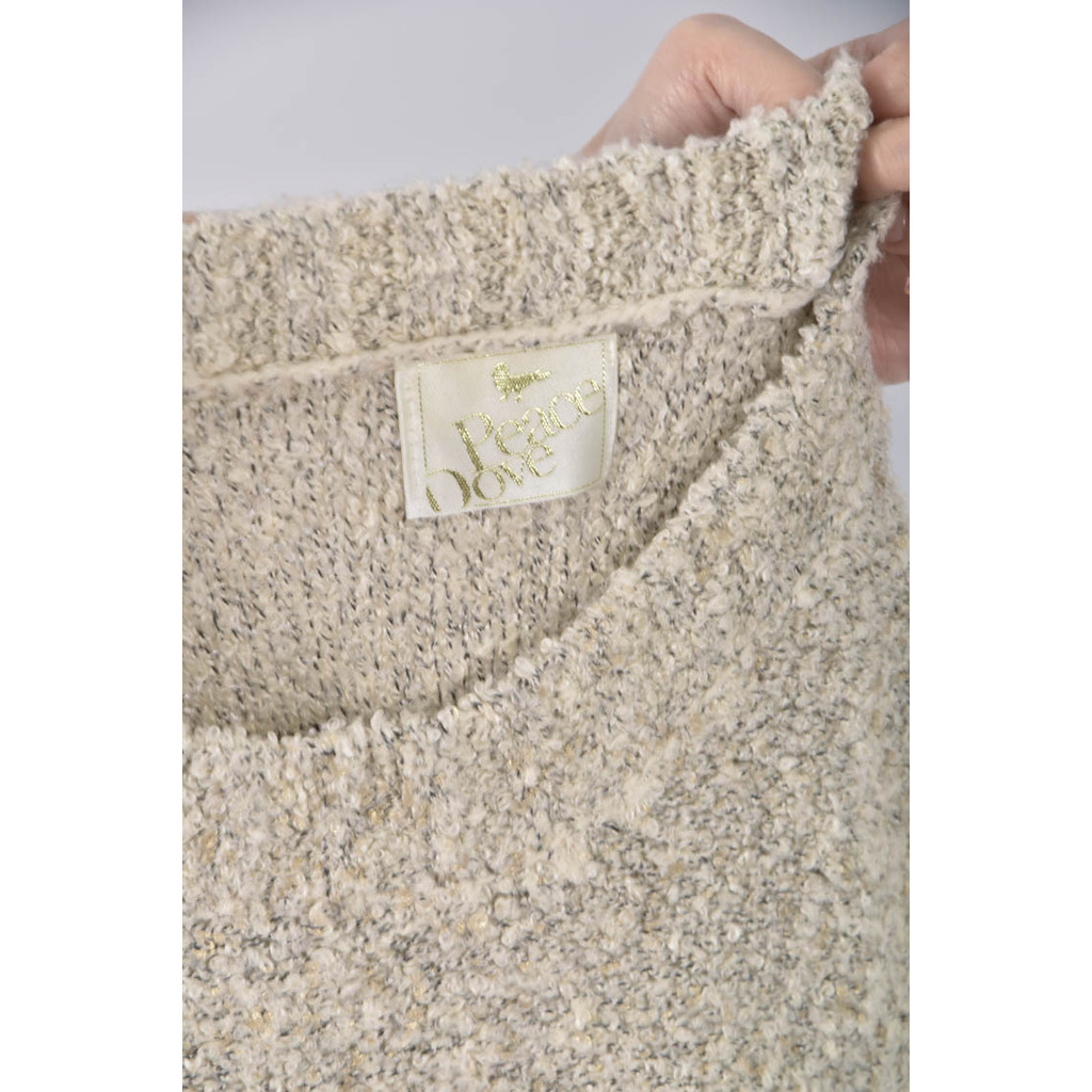 (S) peace dove小香風氣質圓領白色長袖上衣二手衣, , large