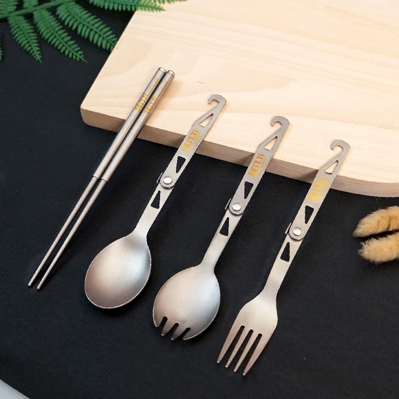 【純鈦旋轉叉子】迷你餐具 叉子 環保餐具 鈦餐具 摺疊餐具 露營 登山, , large