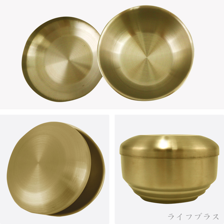 韓式304不鏽鋼雙層碗組-10.5cm-金色-2入, , large